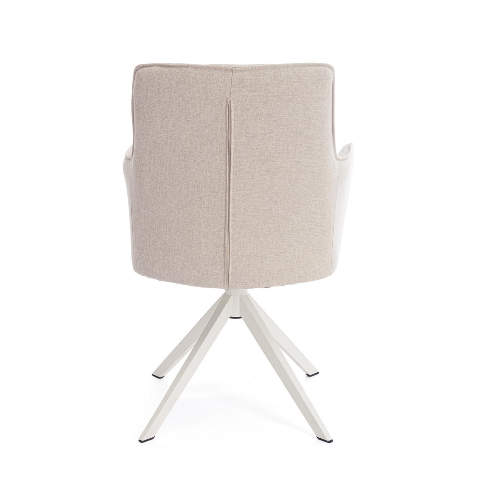 Set di 2 sedie girevoli GOUVEIA in alluminio bianco e tessuto beige, con braccioli