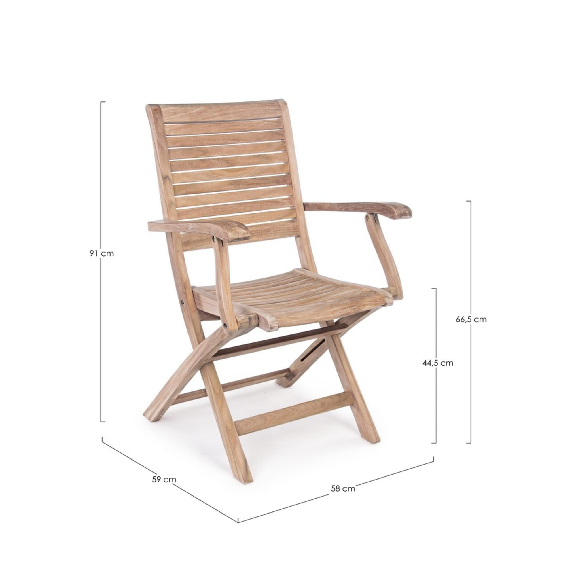 Set di sedie con braccioli GALILEA in legno teak, pieghevoli