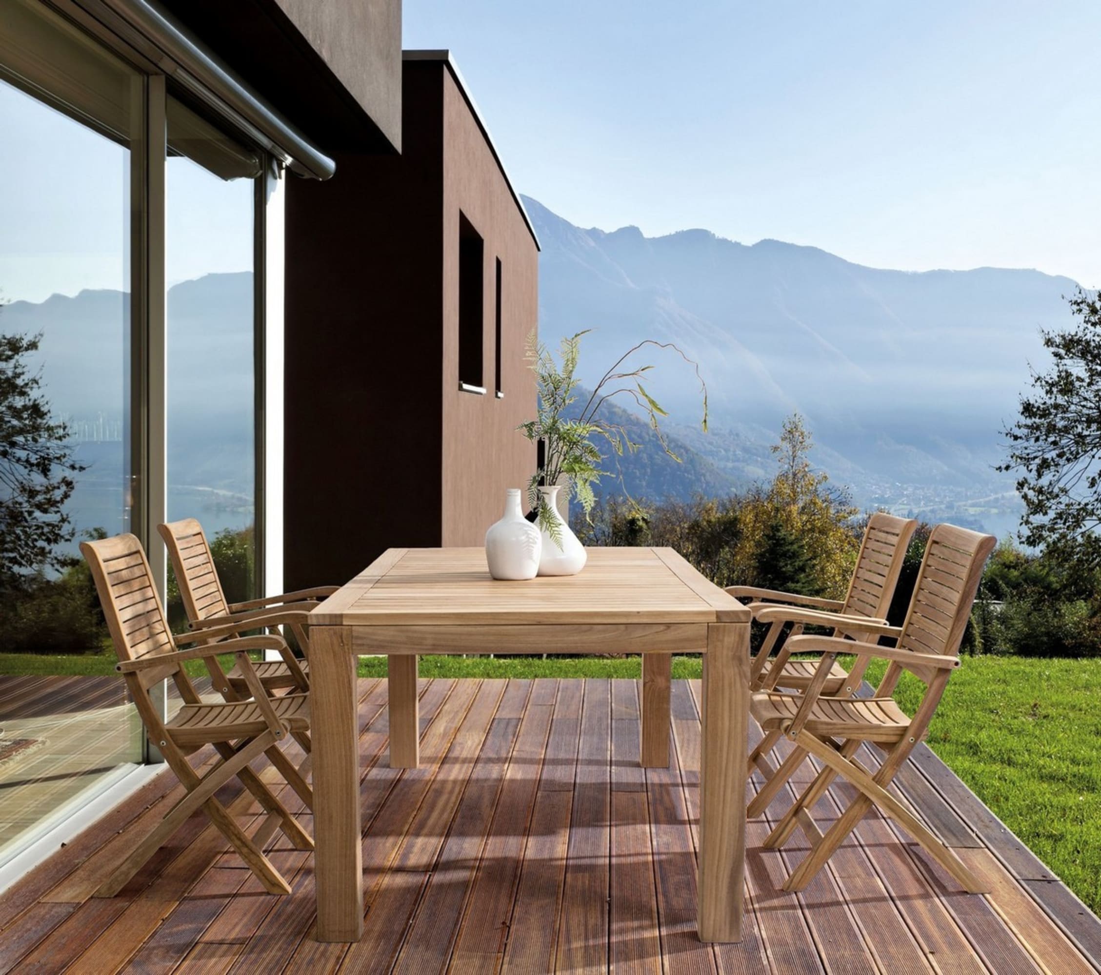 Set di sedie con braccioli GALILEA in legno teak, pieghevoli