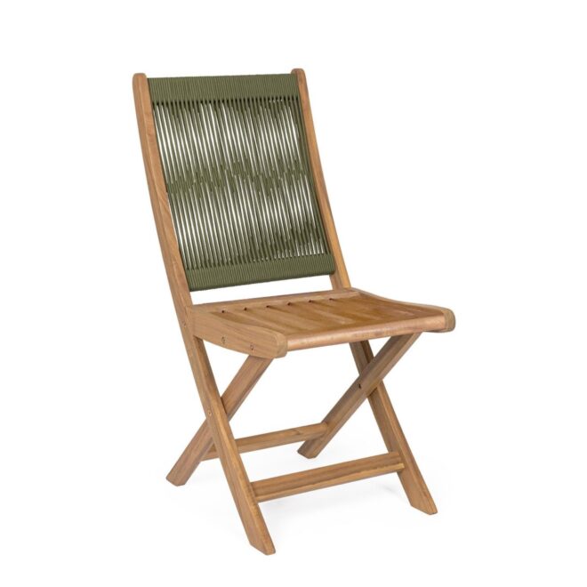 Set di sedie pieghevoli MONSARAZ in legno di acacia e corda verde oliva