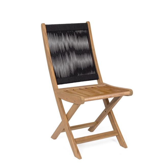 Set di sedie pieghevoli MONSARAZ in legno di acacia e corda nera