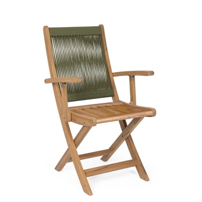 Set di sedie pieghevoli MONSARAZ in legno di acacia e corda verde