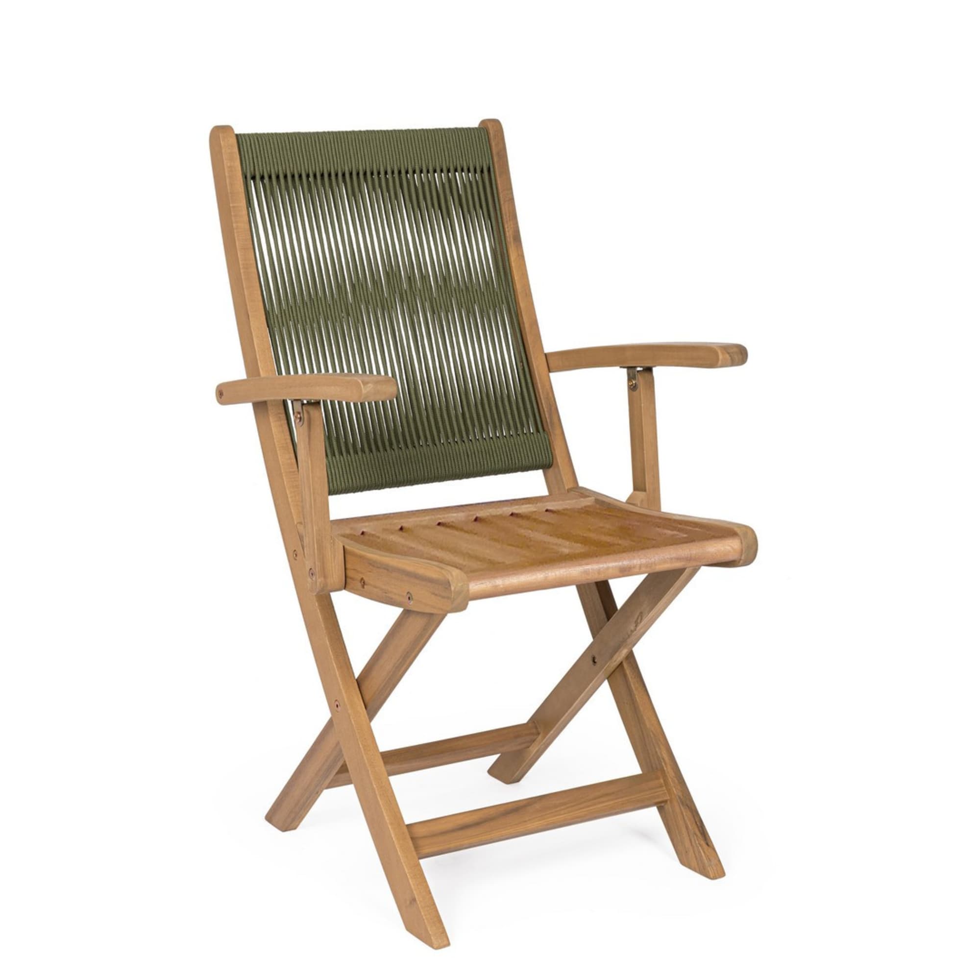 Set di sedie pieghevoli MONSARAZ in legno di acacia e corda verde