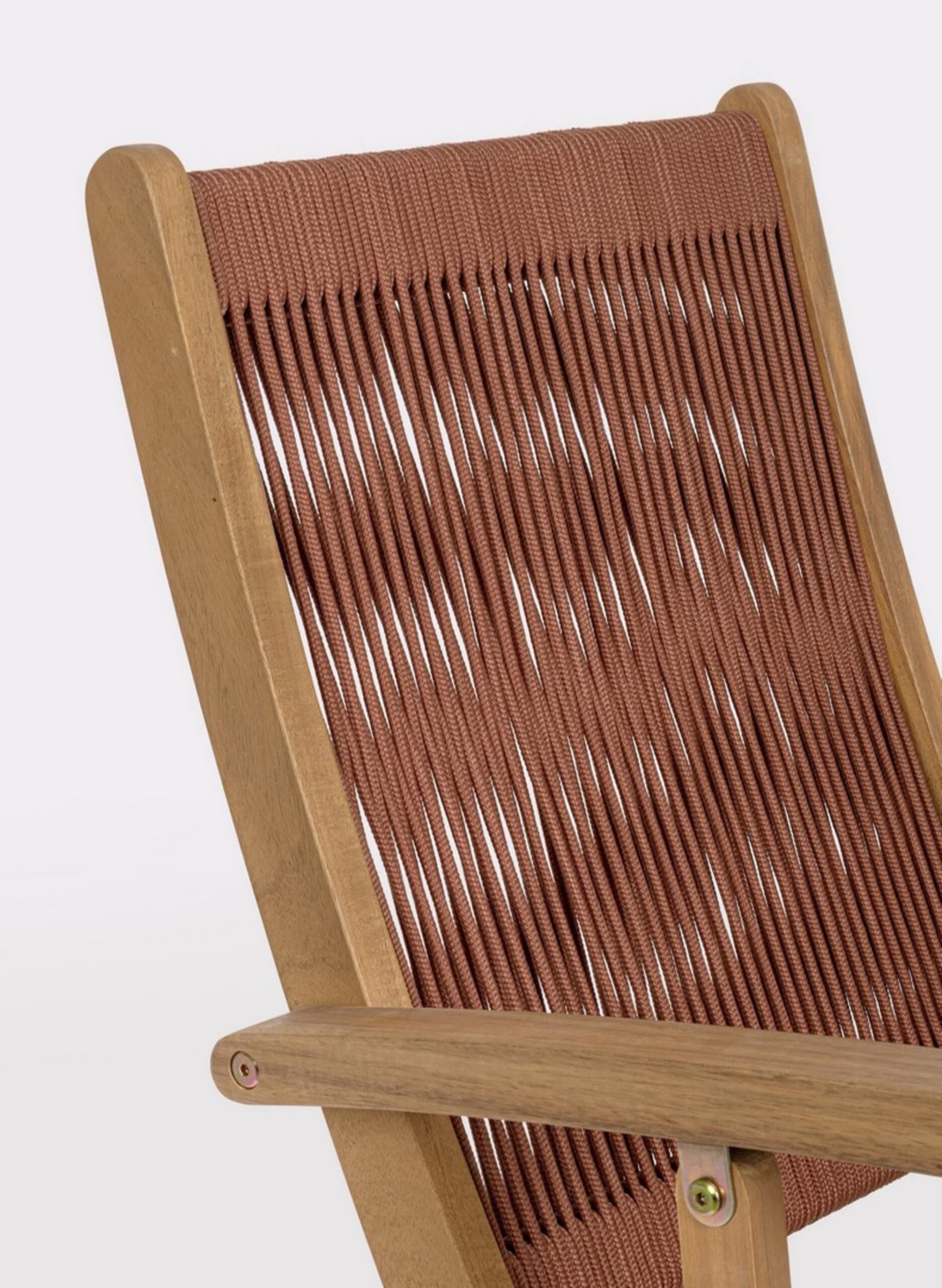 Set di sedie pieghevoli MONSARAZ in legno di acacia e corda rosso corallo