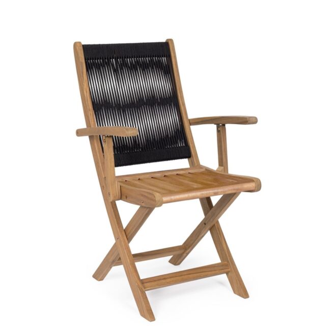 Set di sedie pieghevoli MONSARAZ in legno di acacia e corda nero