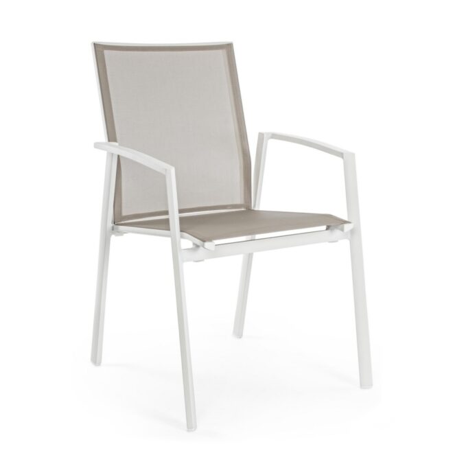 Set 4 sedie da giardino ZARAGOZA in textilene e alluminio bianco, impilabile