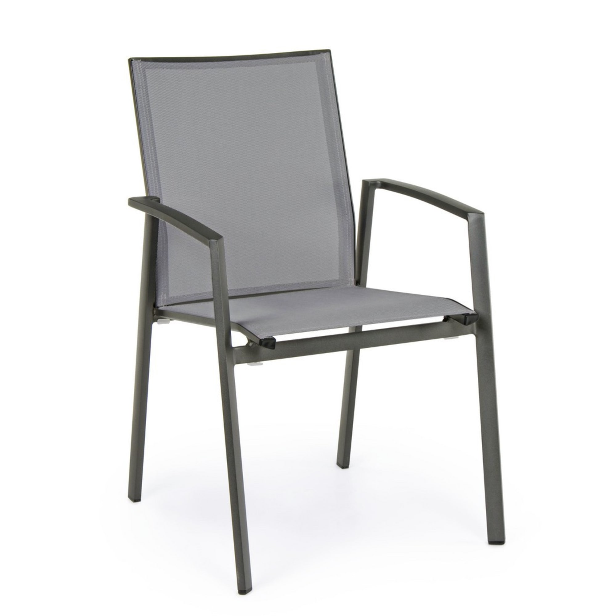 Set 4 sedie da giardino ZARAGOZA in textilene e alluminio antracite, impilabili