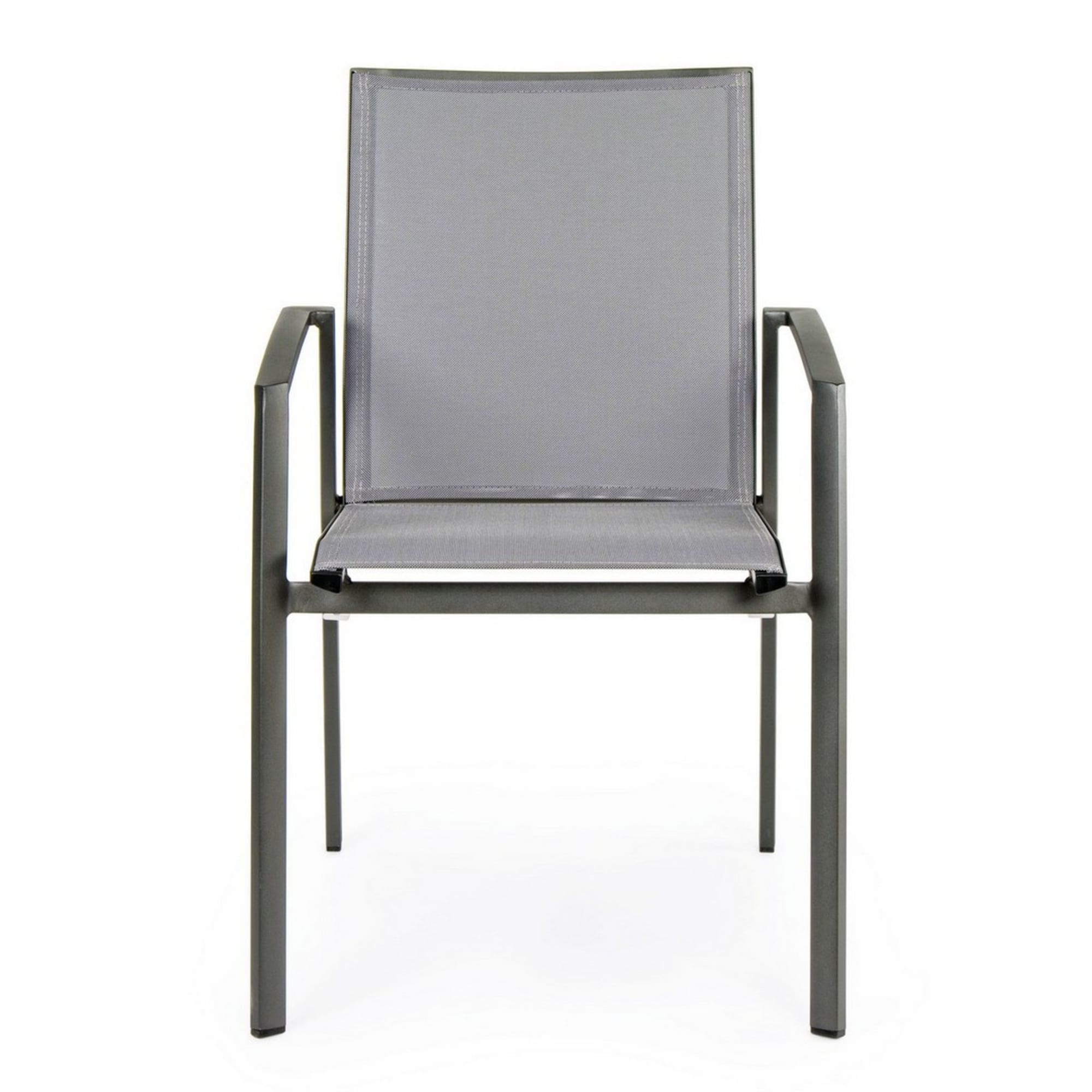 Set 4 sedie da giardino ZARAGOZA in textilene e alluminio antracite, impilabili
