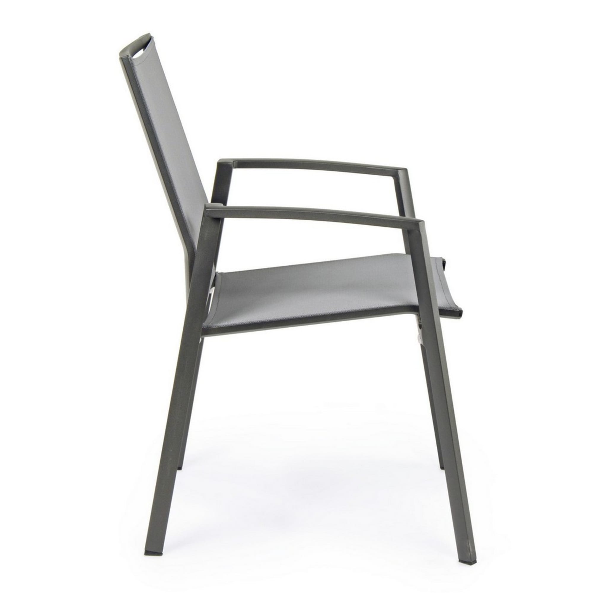 Set 4 sedie da giardino ZARAGOZA in textilene e alluminio antracite, impilabili