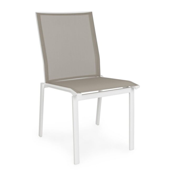 Set 4 sedie da giardino ZARAGOZA in textilene e alluminio bianco, impilabile