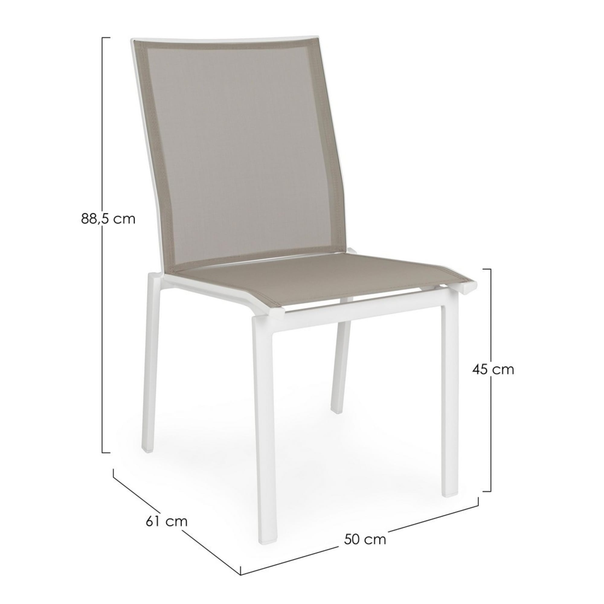 Set 4 sedie da giardino ZARAGOZA in textilene e alluminio bianco, impilabile