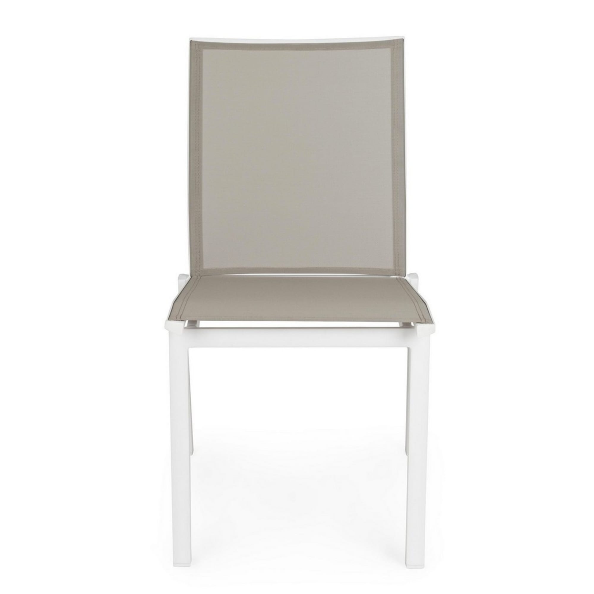 Set 4 sedie da giardino ZARAGOZA in textilene e alluminio bianco, impilabile