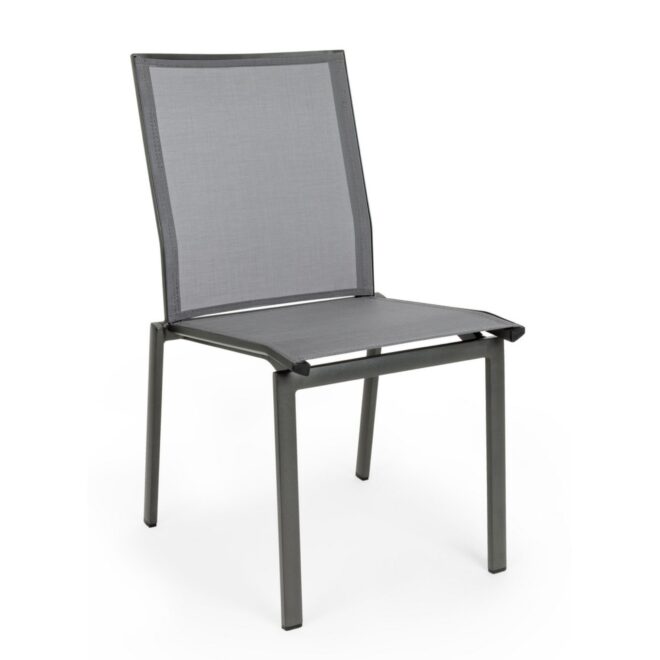 Set 4 sedie da giardino ZARAGOZA in textilene e alluminio antracite, impilabile