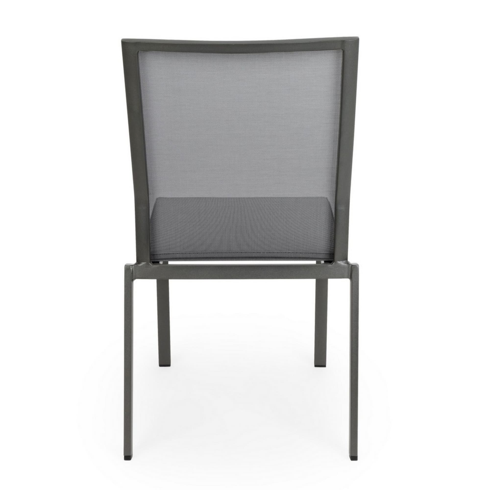 Set 4 sedie da giardino ZARAGOZA in textilene e alluminio antracite, impilabile
