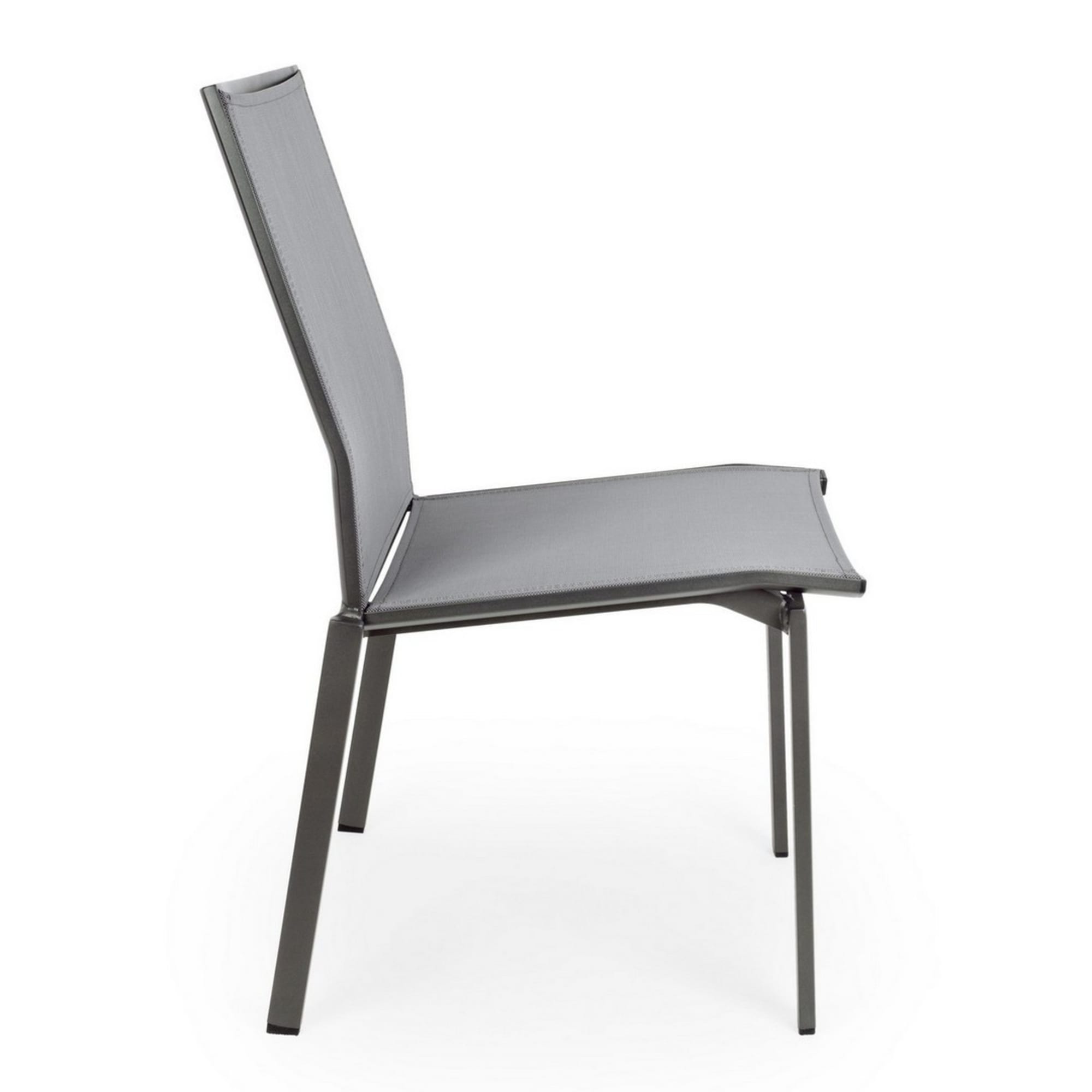 Set 4 sedie da giardino ZARAGOZA in textilene e alluminio antracite, impilabile