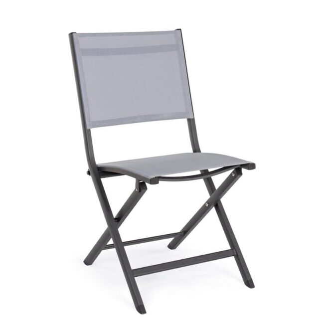Set 4 sedie da giardino SINTRA in textilene grigio e struttura in alluminio antracite