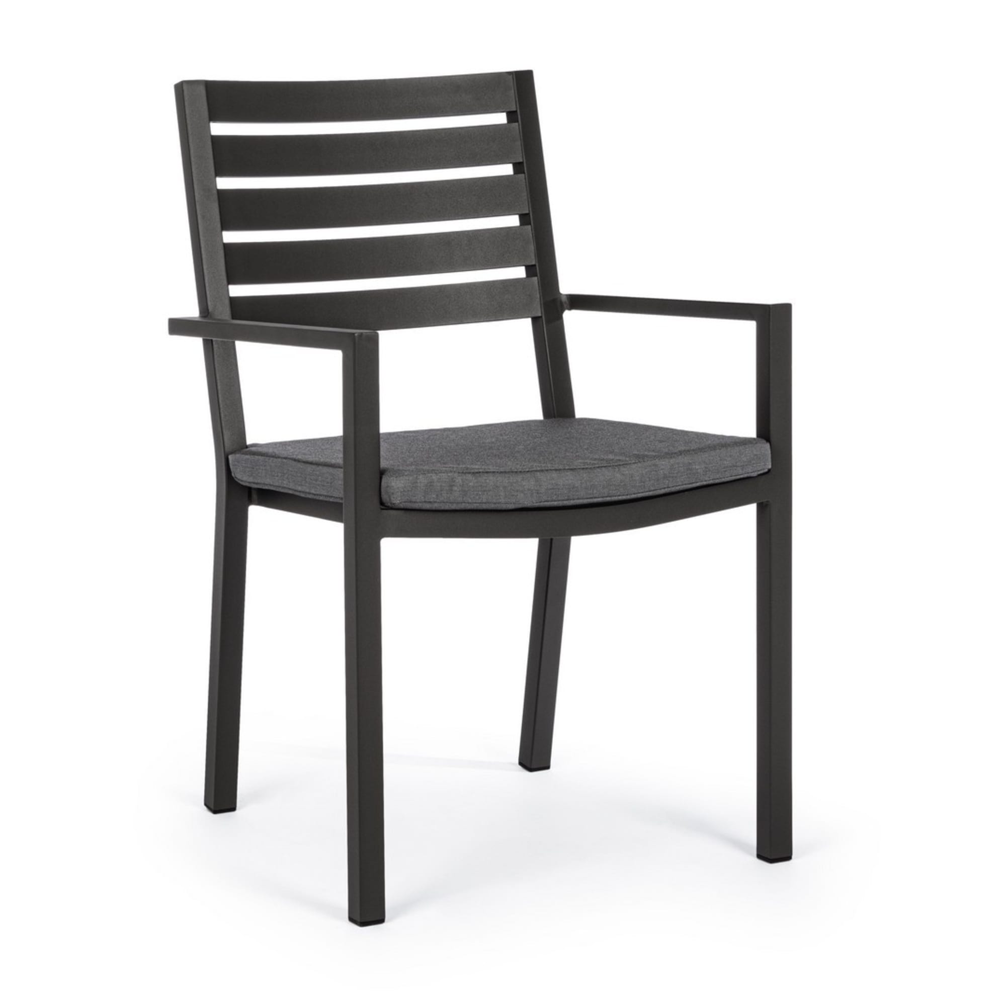 Set 4 sedie da giardino MURGIA con cuscino sfoderabile in tessuto e struttura in alluminio antracite