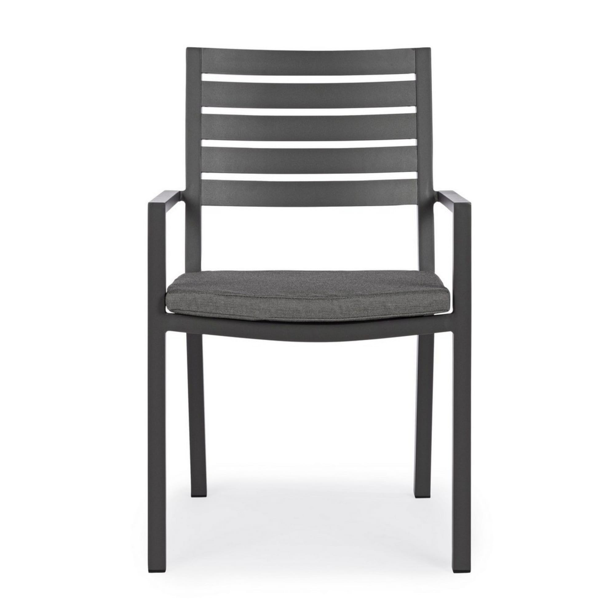 Set 4 sedie da giardino MURGIA con cuscino sfoderabile in tessuto e struttura in alluminio antracite