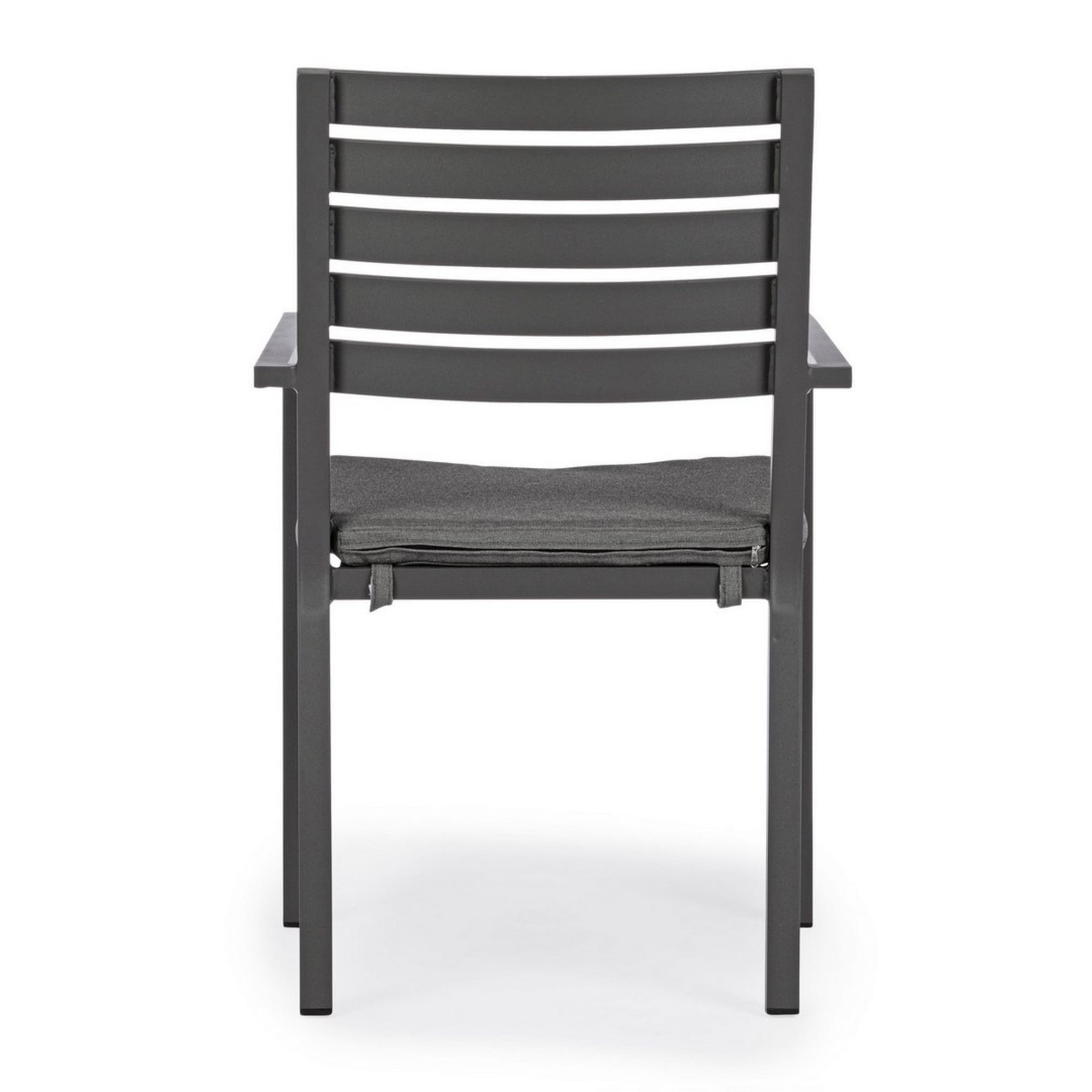 Set 4 sedie da giardino MURGIA con cuscino sfoderabile in tessuto e struttura in alluminio antracite