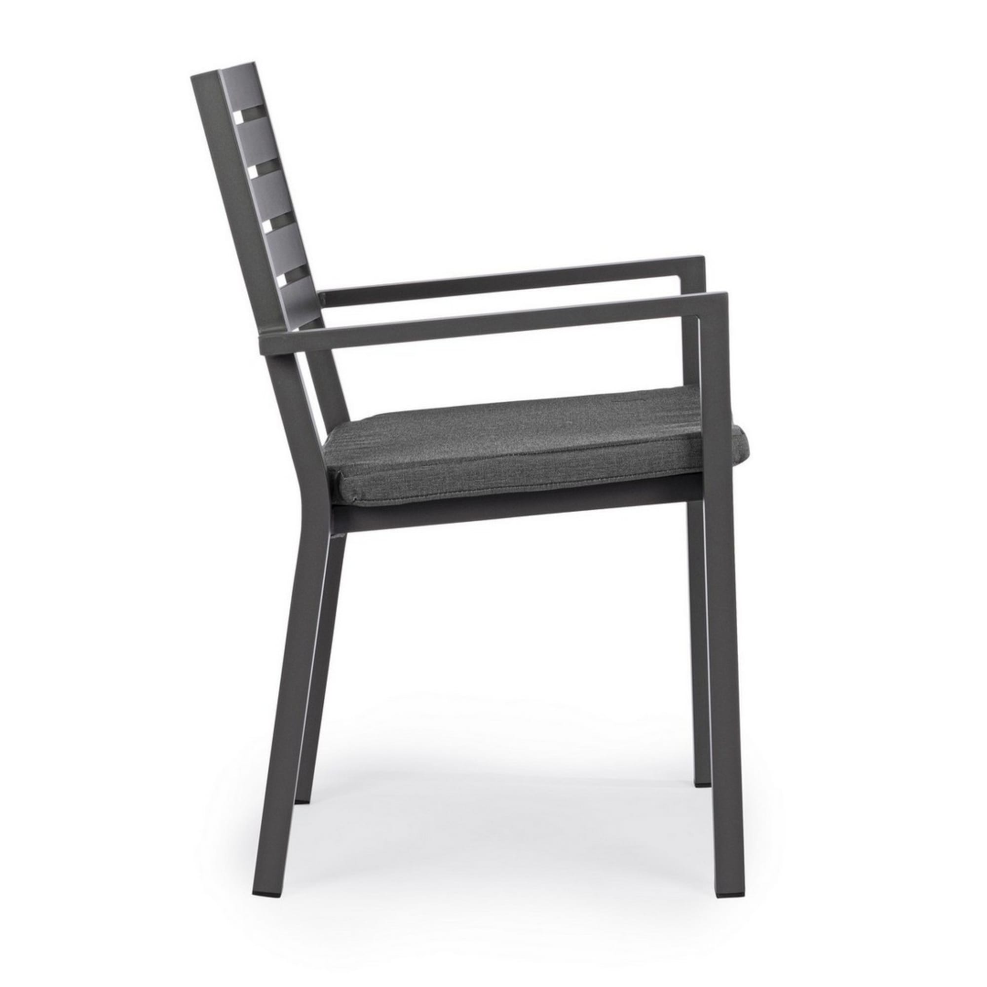 Set 4 sedie da giardino MURGIA con cuscino sfoderabile in tessuto e struttura in alluminio antracite