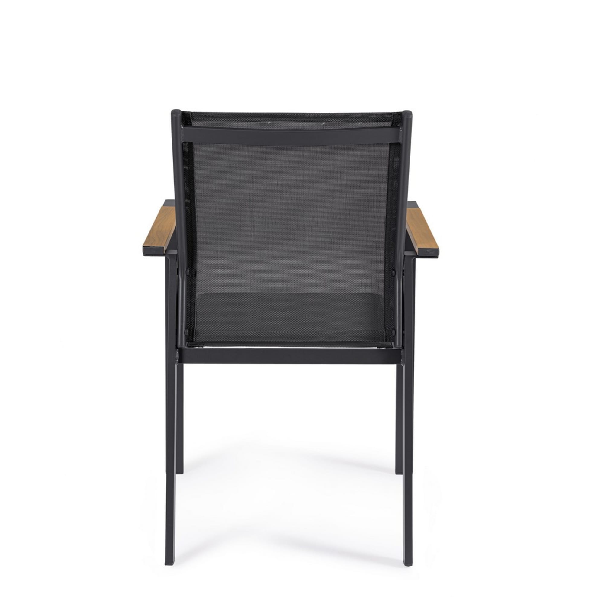Set 4 sedie da giardino DENIA in textilene antracite con inserti effetto legno e struttura antracite