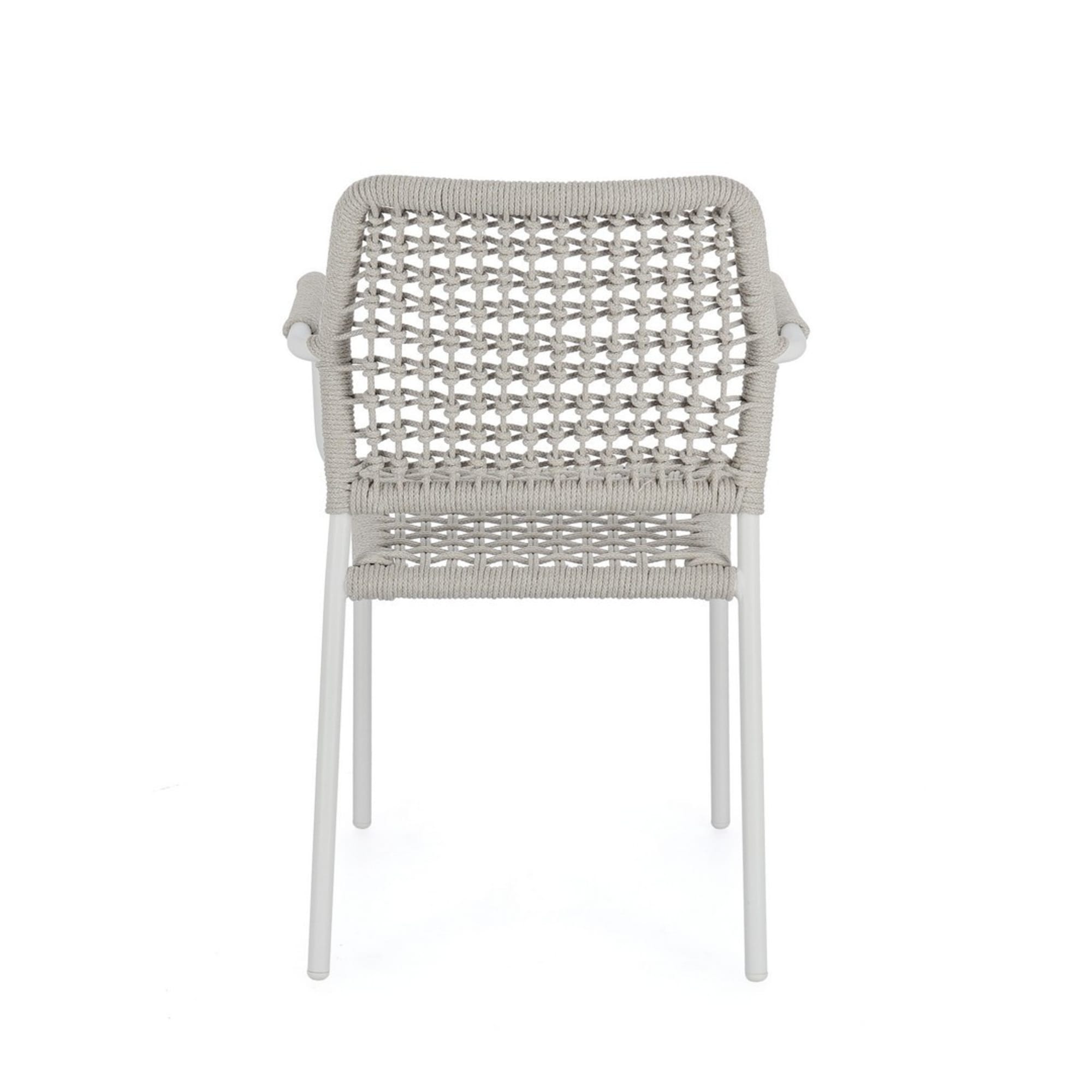Set di 4 sedie con braccioli MIRANDA in alluminio e corda bianco, impilabili