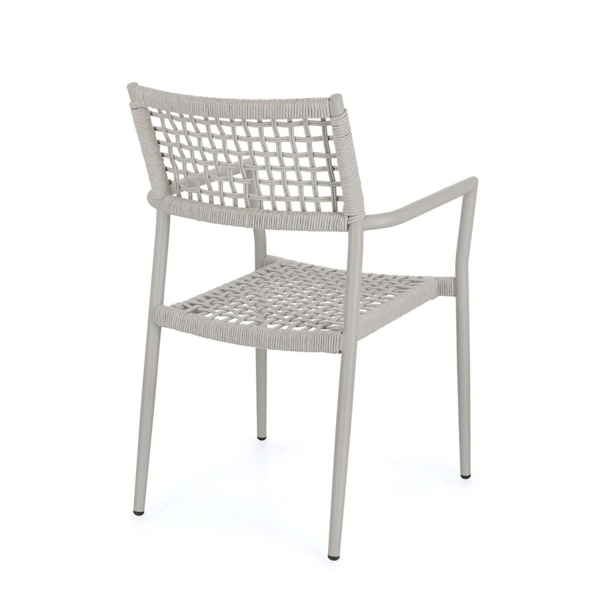 Set di 4 sedie con braccioli BLANES in alluminio e corda tortora