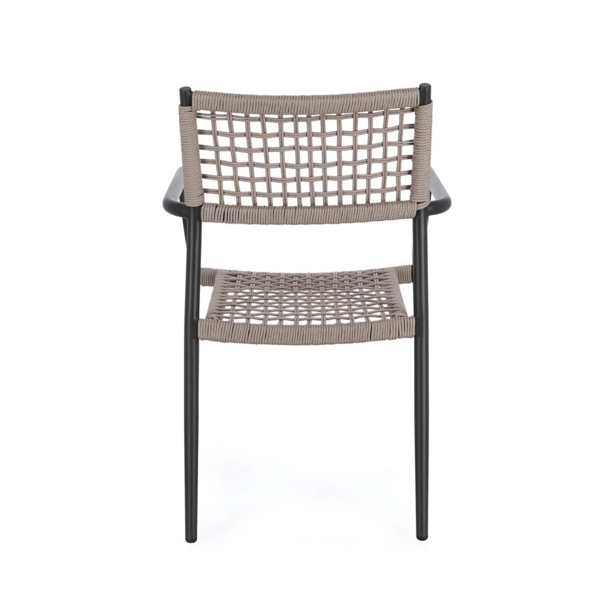Set di 4 sedie con braccioli BLANES in alluminio antracite e corda beige