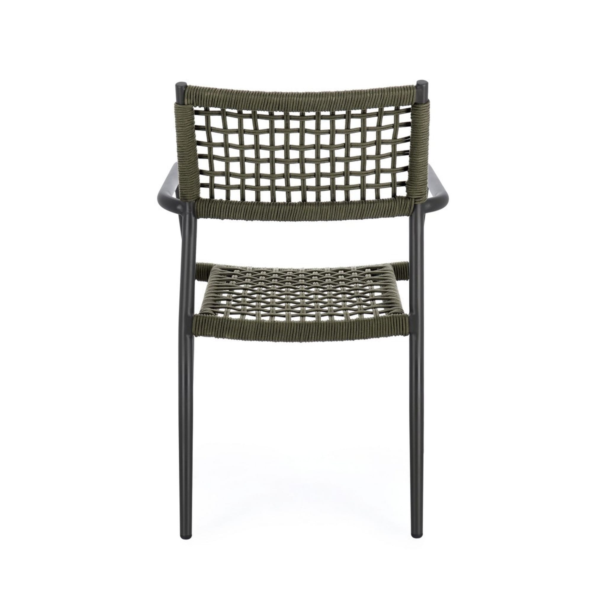Set di 4 sedie con braccioli BLANES in alluminio antracite e corda verde