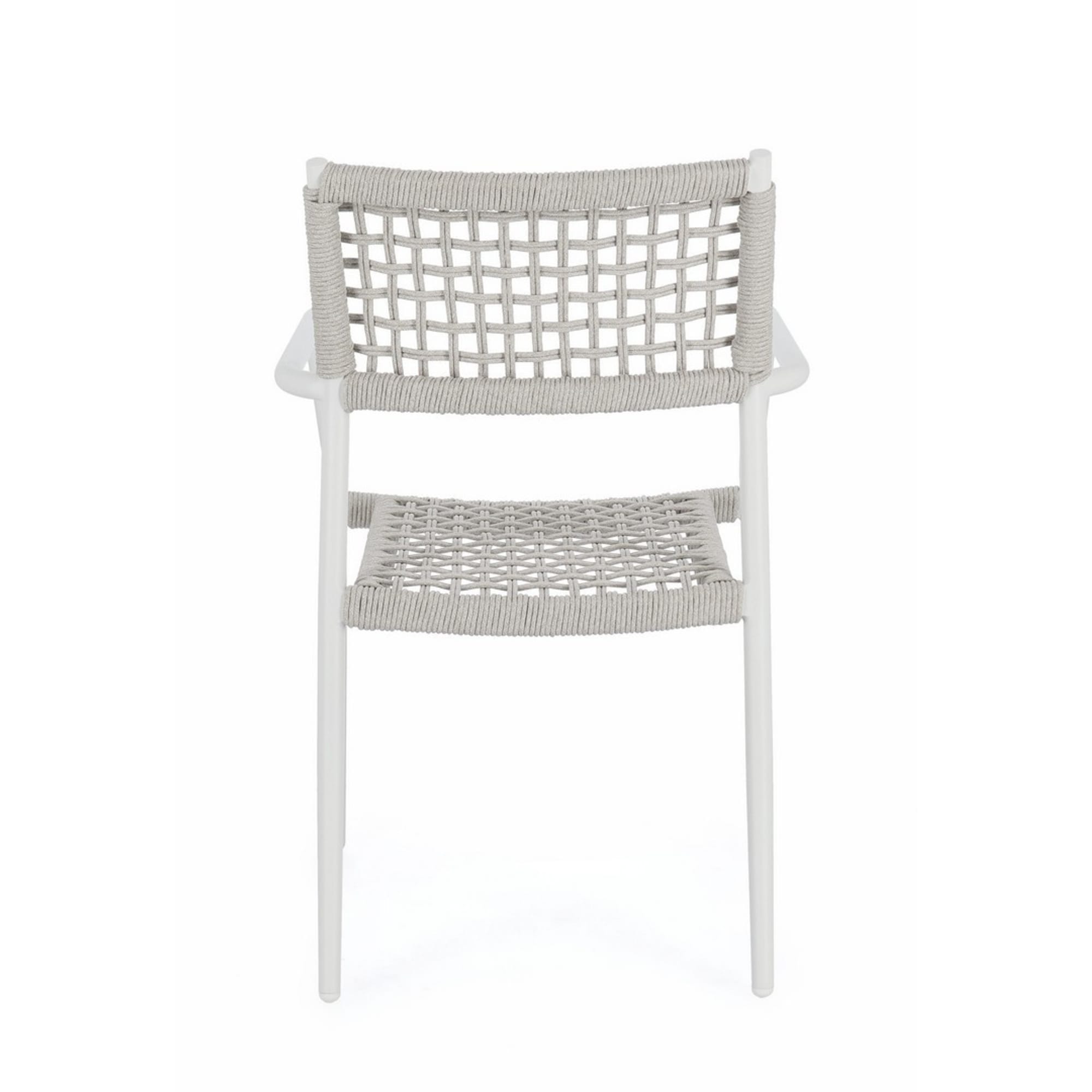 Set di 4 sedie con braccioli BLANES in alluminio bianco e corda grigio