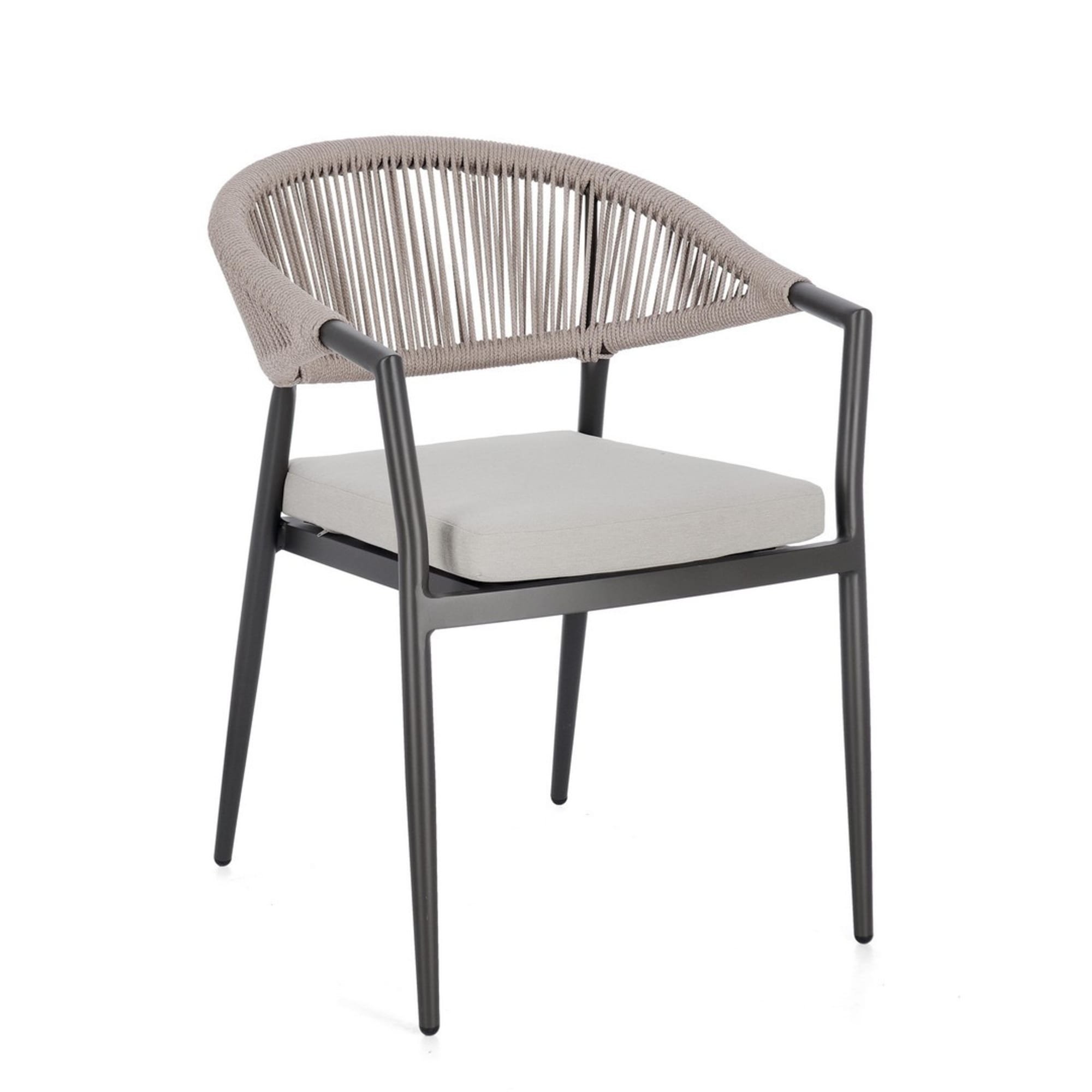 Set di 4 sedie con braccioli GETARIA antracite e beige, impilabili
