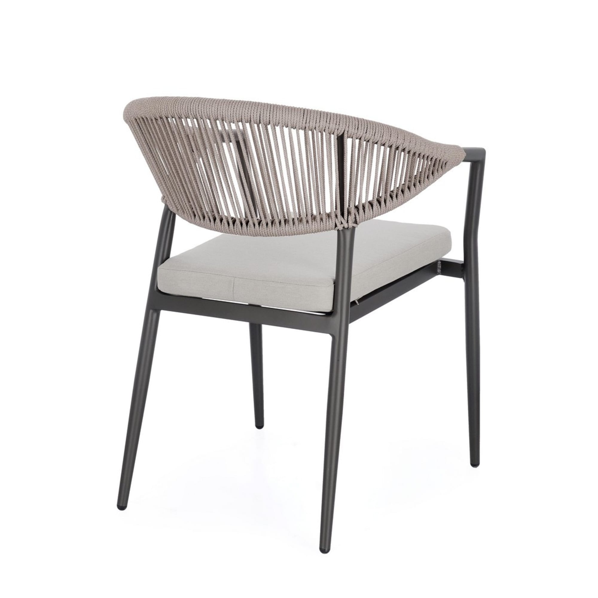 Set di 4 sedie con braccioli GETARIA antracite e beige, impilabili