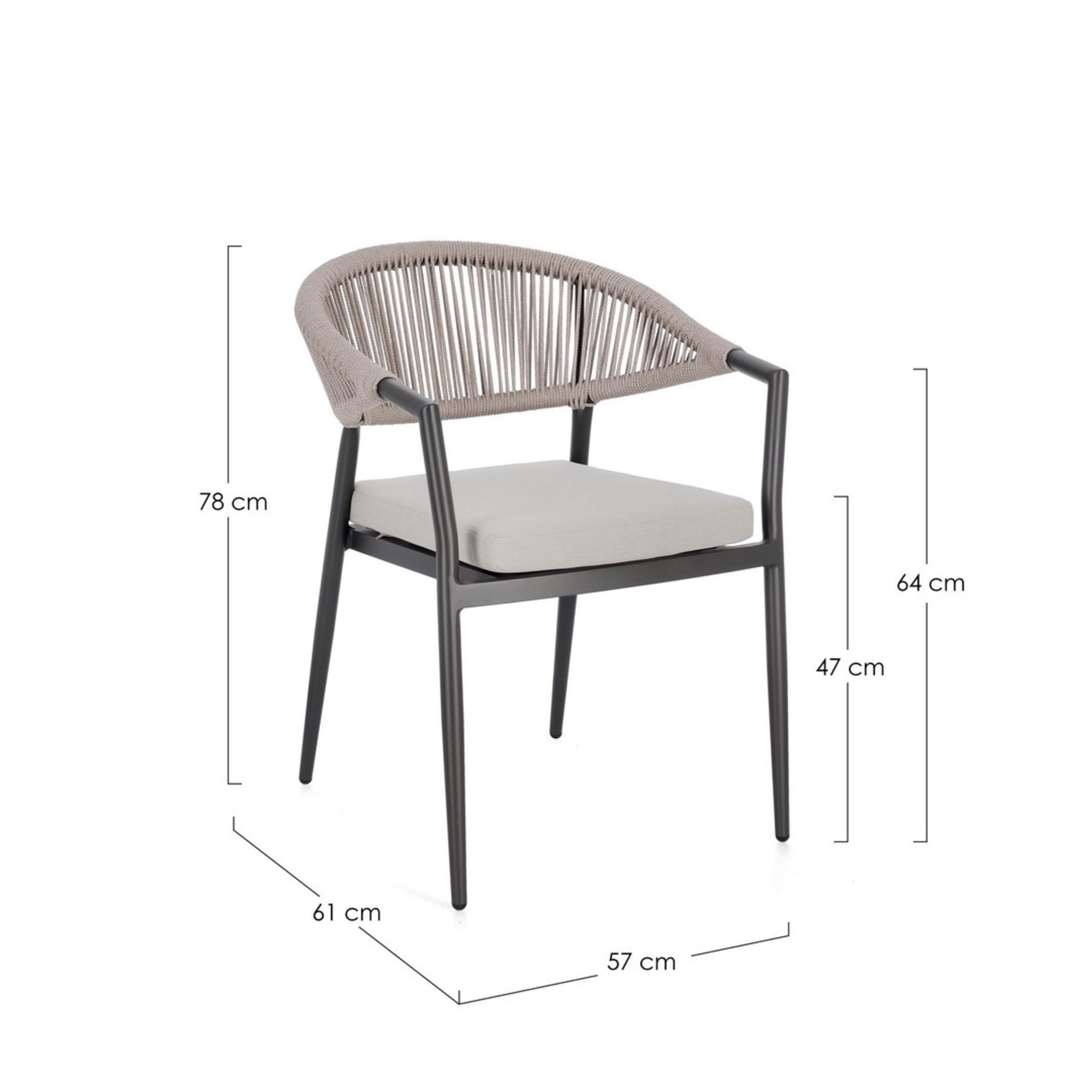 Set di 4 sedie con braccioli GETARIA antracite e beige, impilabili