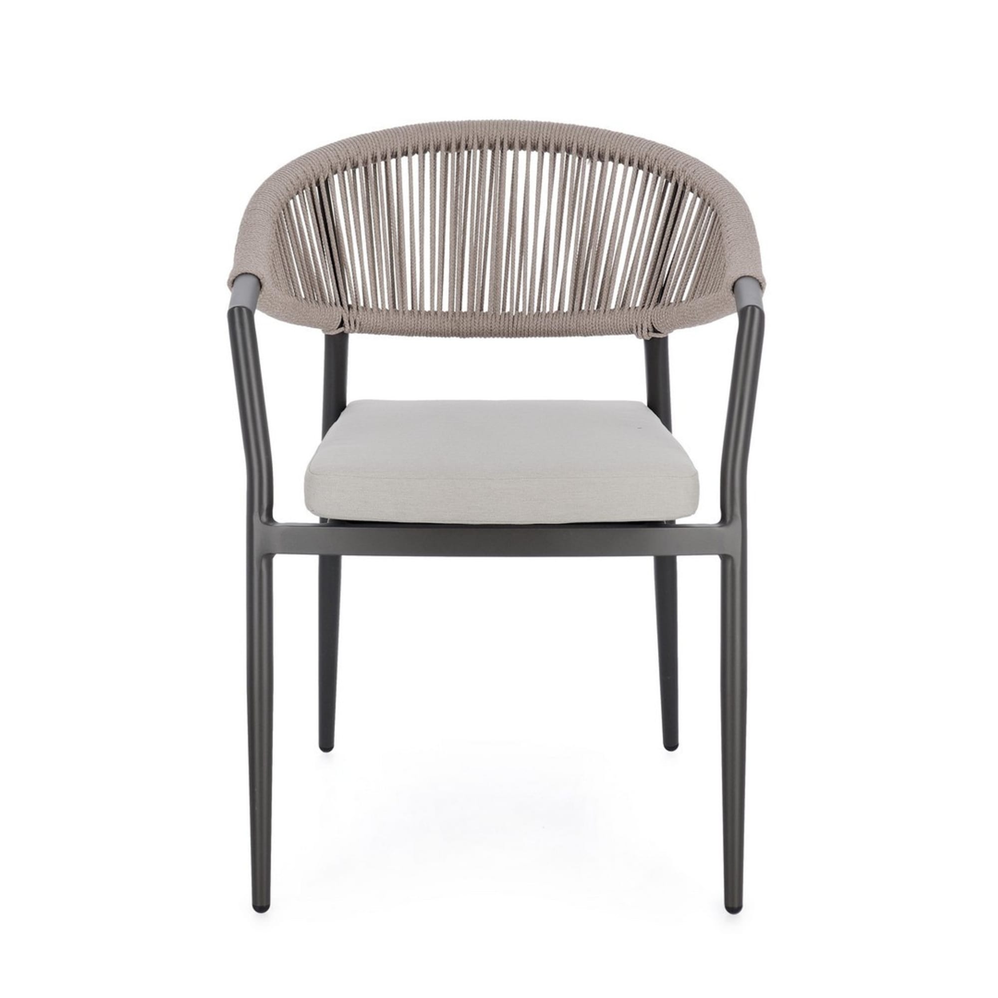 Set di 4 sedie con braccioli GETARIA antracite e beige, impilabili