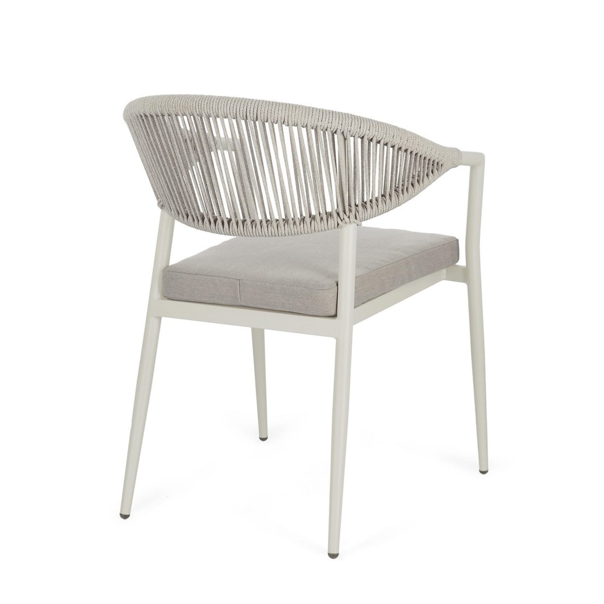 Set di 4 sedie con braccioli GETARIA in alluminio beige e corda tortora, impilabili