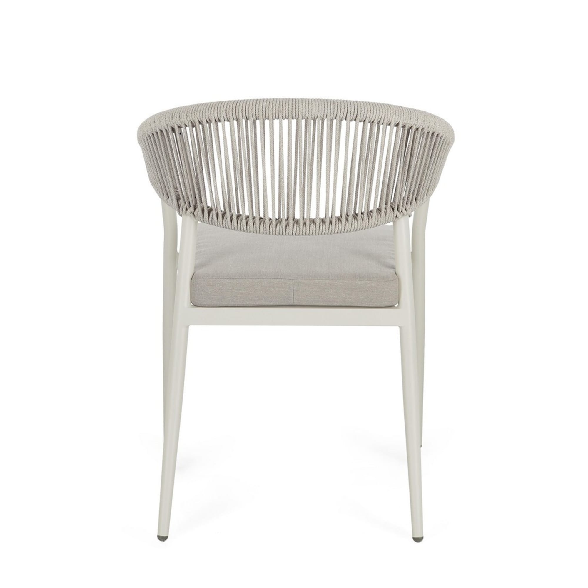 Set di 4 sedie con braccioli GETARIA in alluminio beige e corda tortora, impilabili
