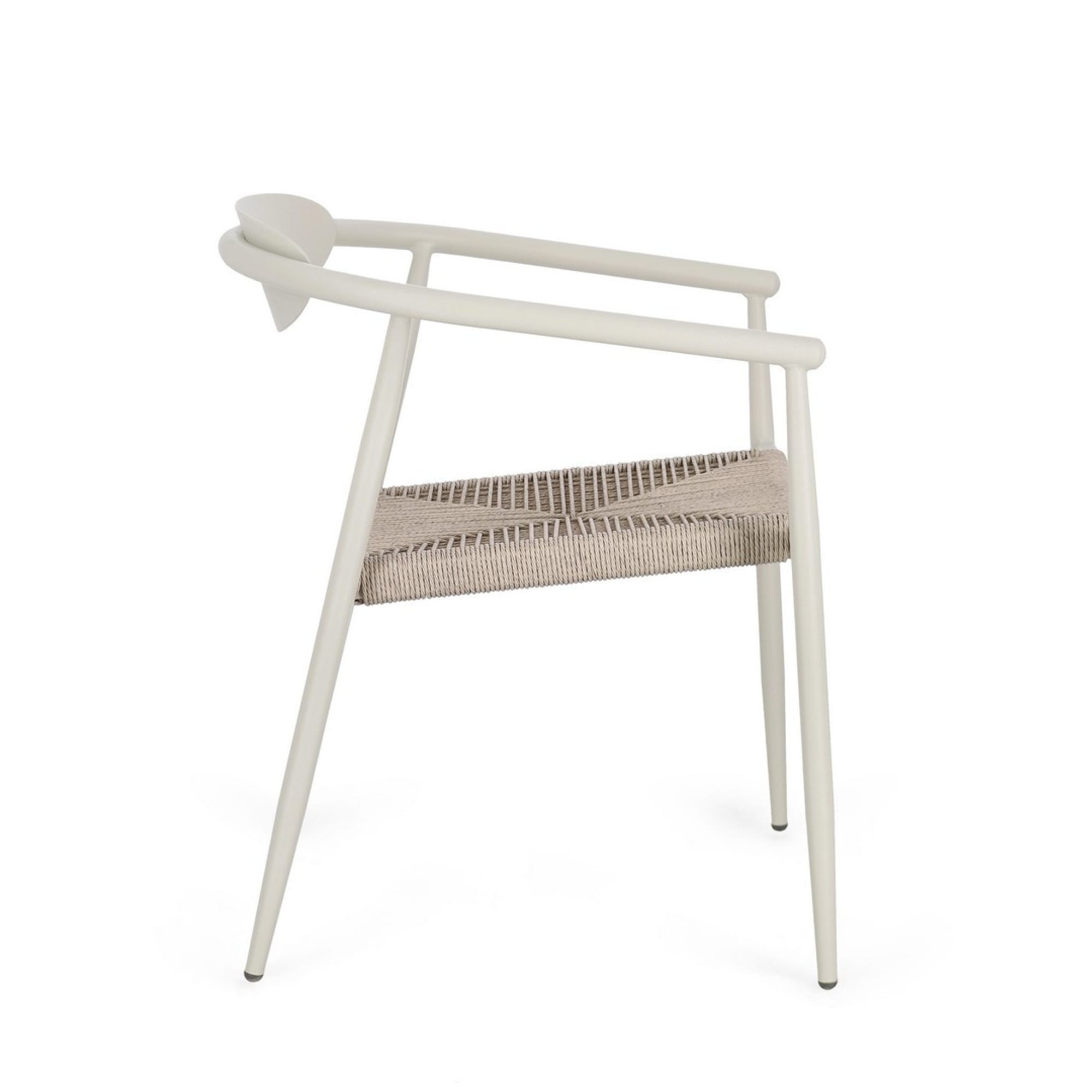 Set di 4 sedie con braccioli MORAIRA in alluminio e fibra sintetica beige, impilabili