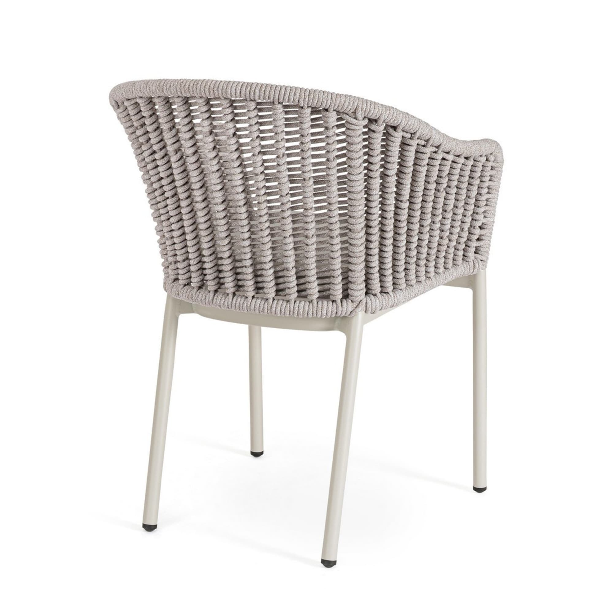 Set di 4 sedie con braccioli ORIO in corda tortora e alluminio beige, impilabili