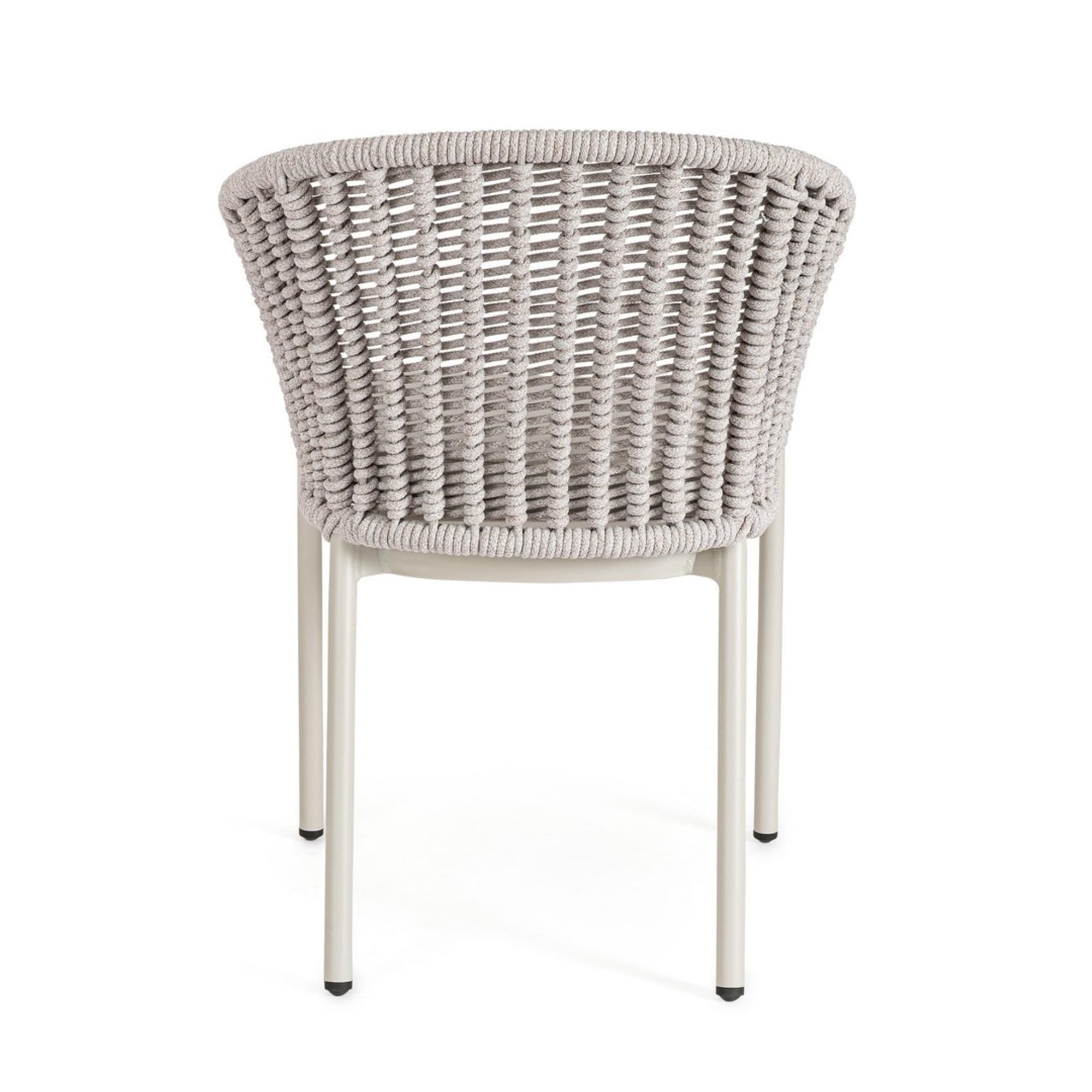 Set di 4 sedie con braccioli ORIO in corda tortora e alluminio beige, impilabili