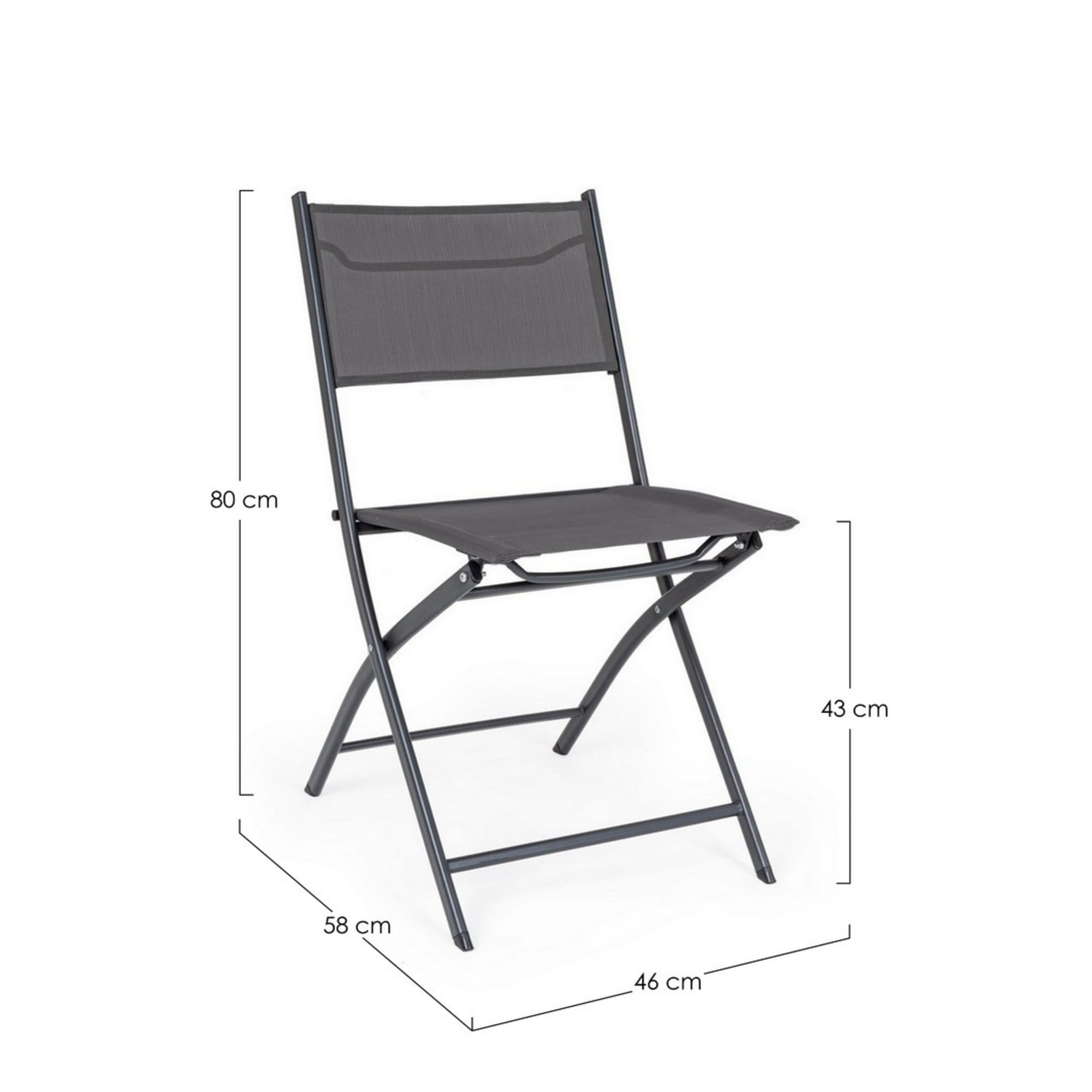 Set di 4 sedie MANCOR in acciaio e textilene antracite, pieghevoli