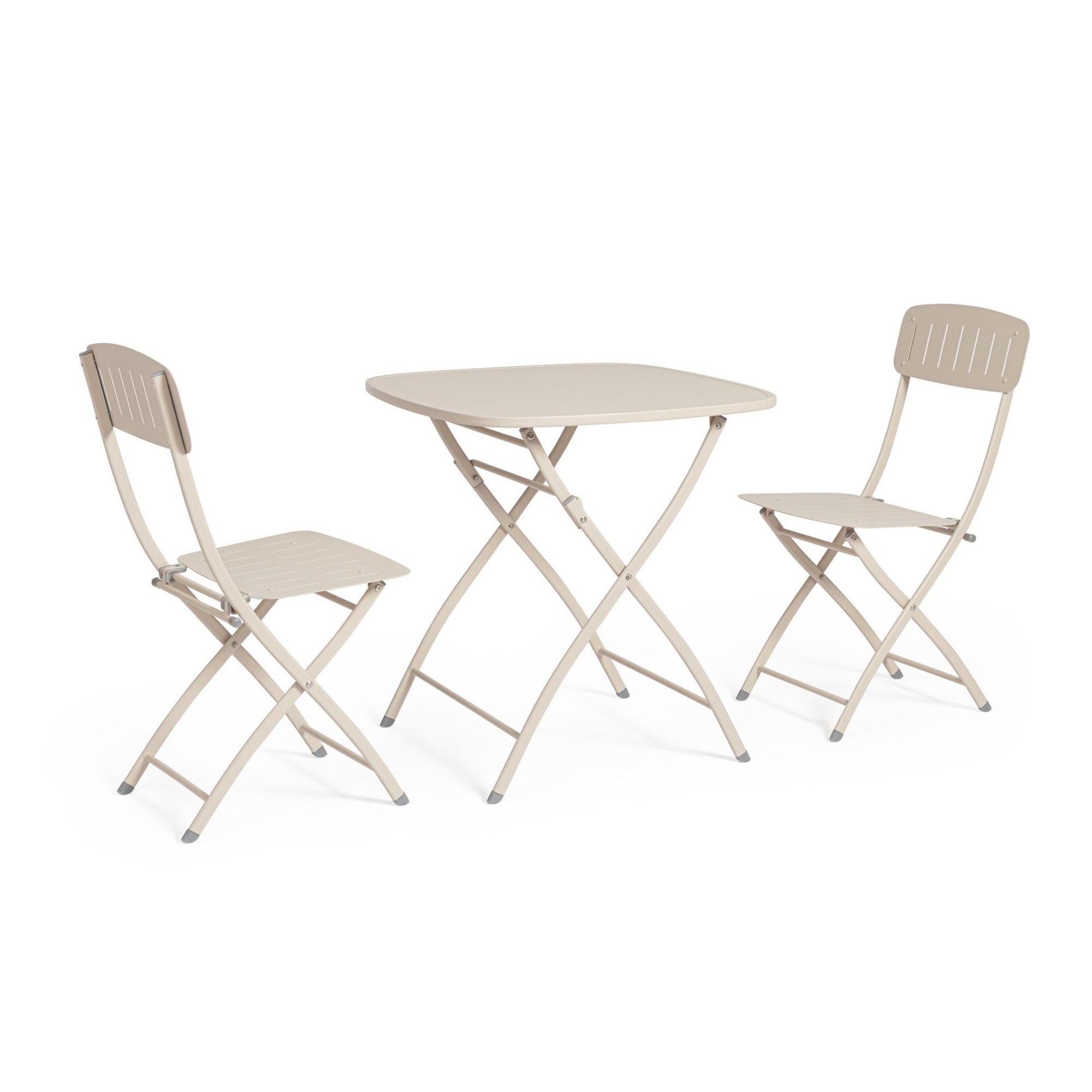 Set bistrot YVONNE in acciaio beige, pieghevole
