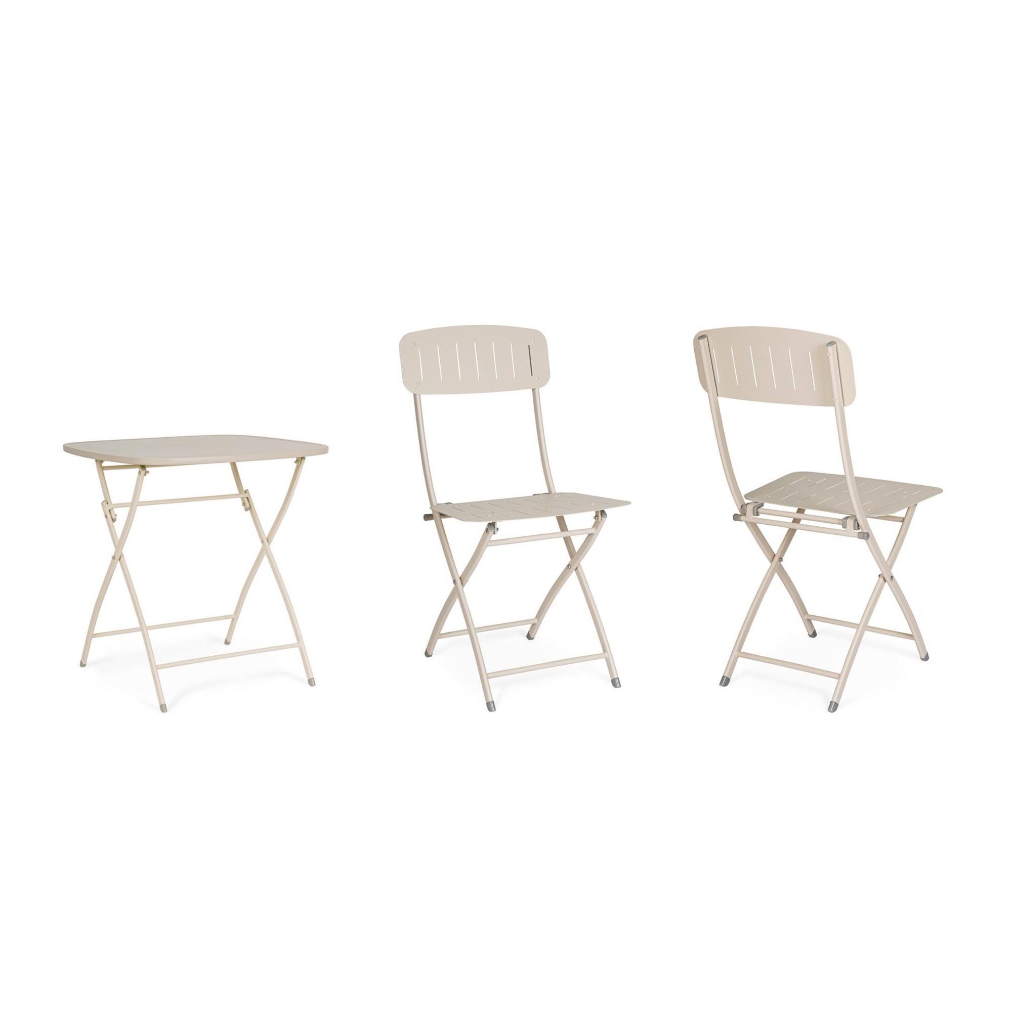 Set bistrot YVONNE in acciaio beige, pieghevole