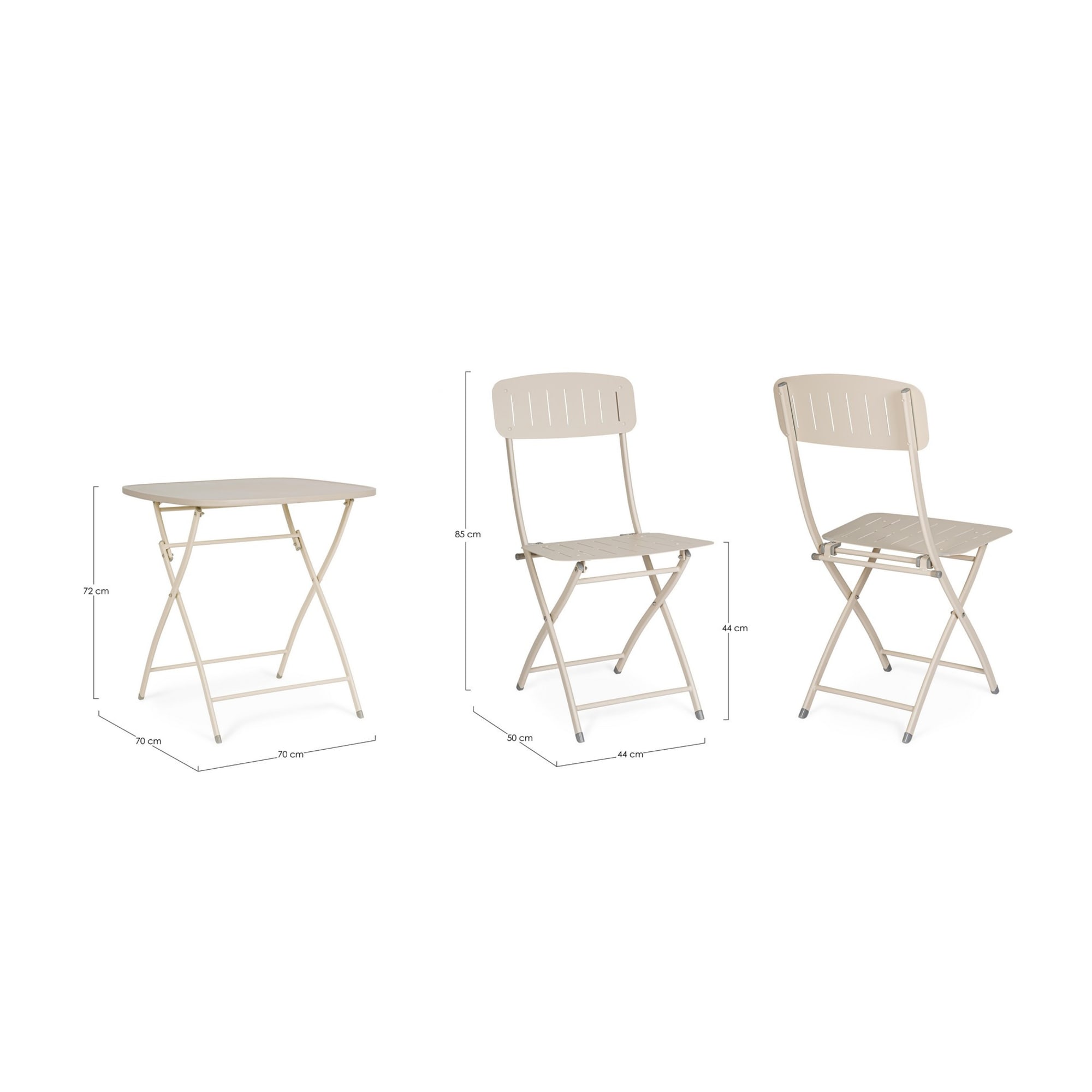 Set bistrot YVONNE in acciaio beige, pieghevole
