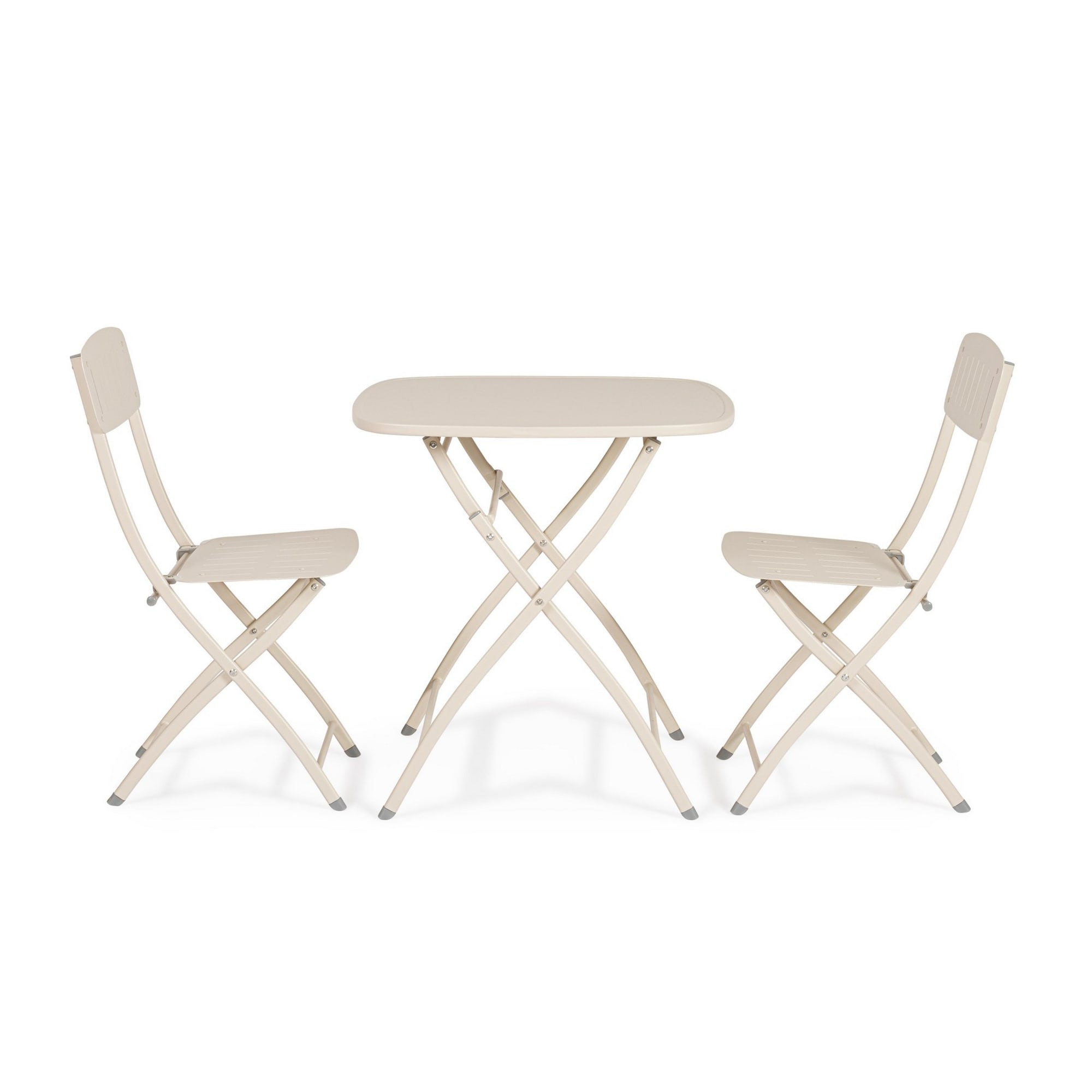 Set bistrot YVONNE in acciaio beige, pieghevole