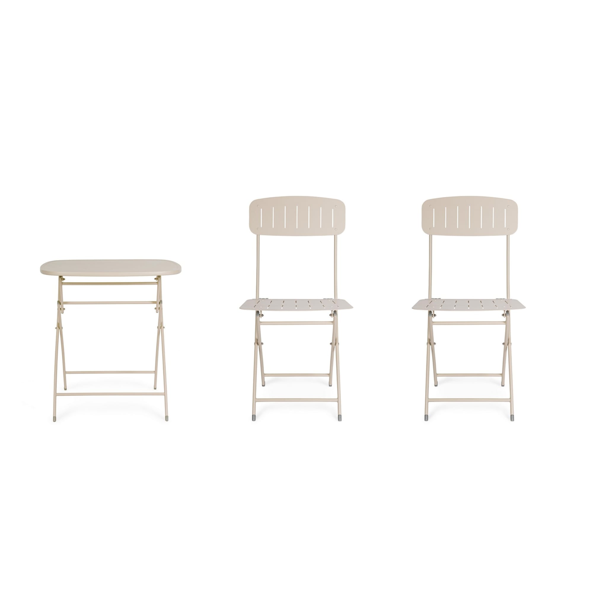Set bistrot YVONNE in acciaio beige, pieghevole