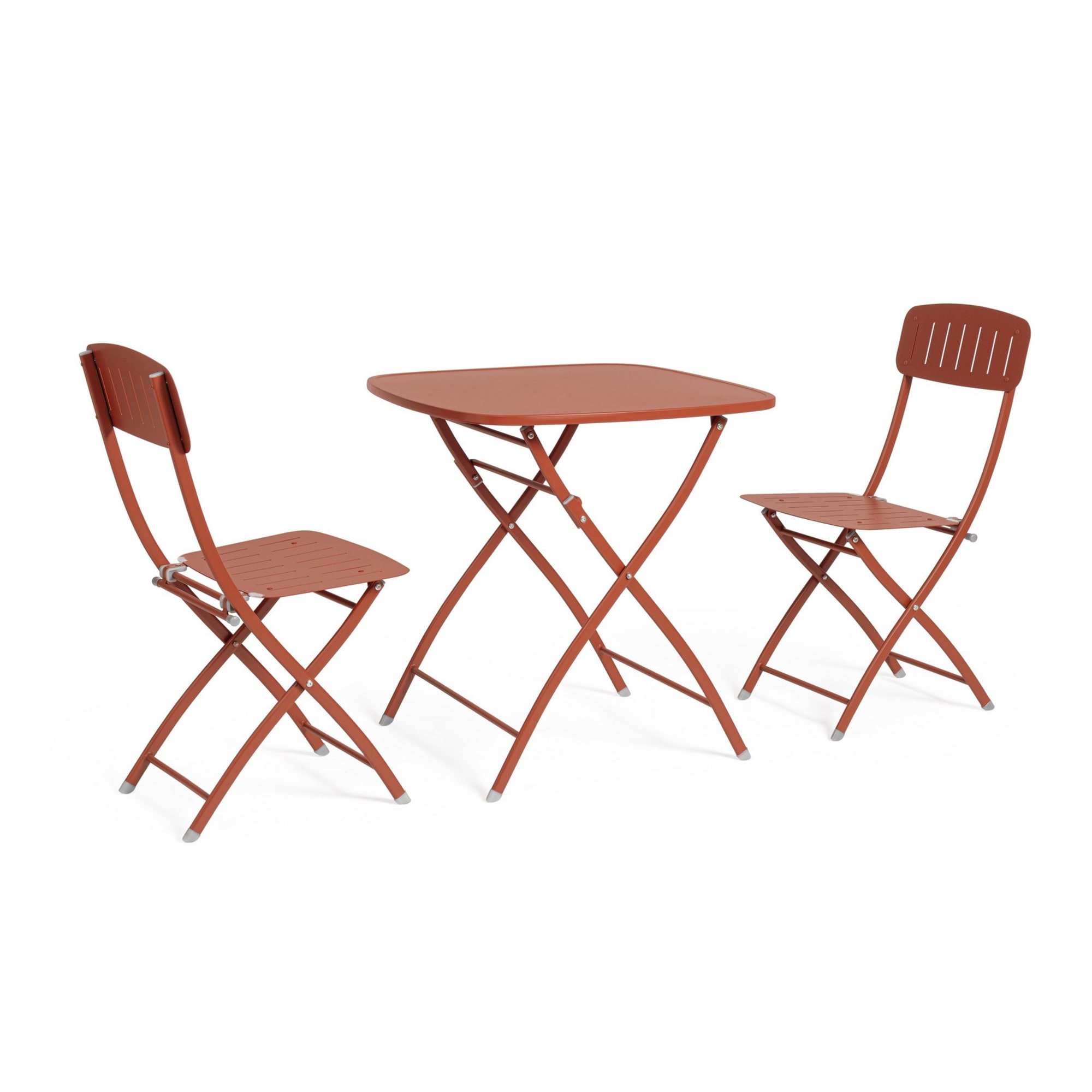 Set bistrot YVONNE in acciaio terracotta, pieghevole