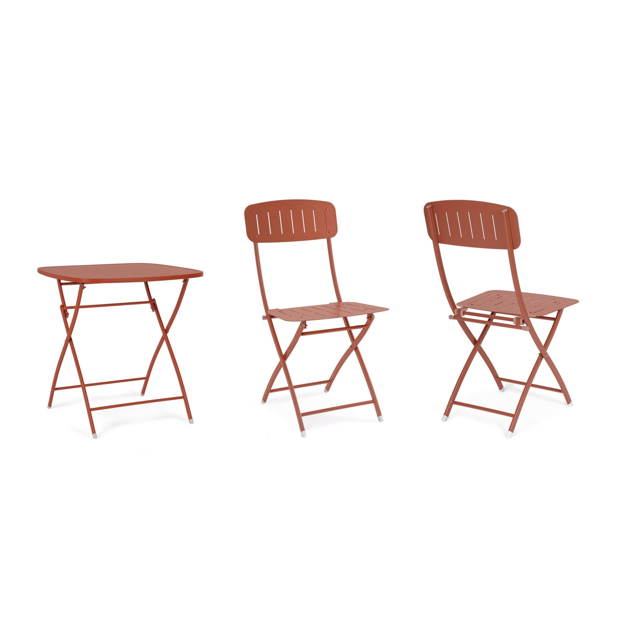 Set bistrot YVONNE in acciaio terracotta, pieghevole