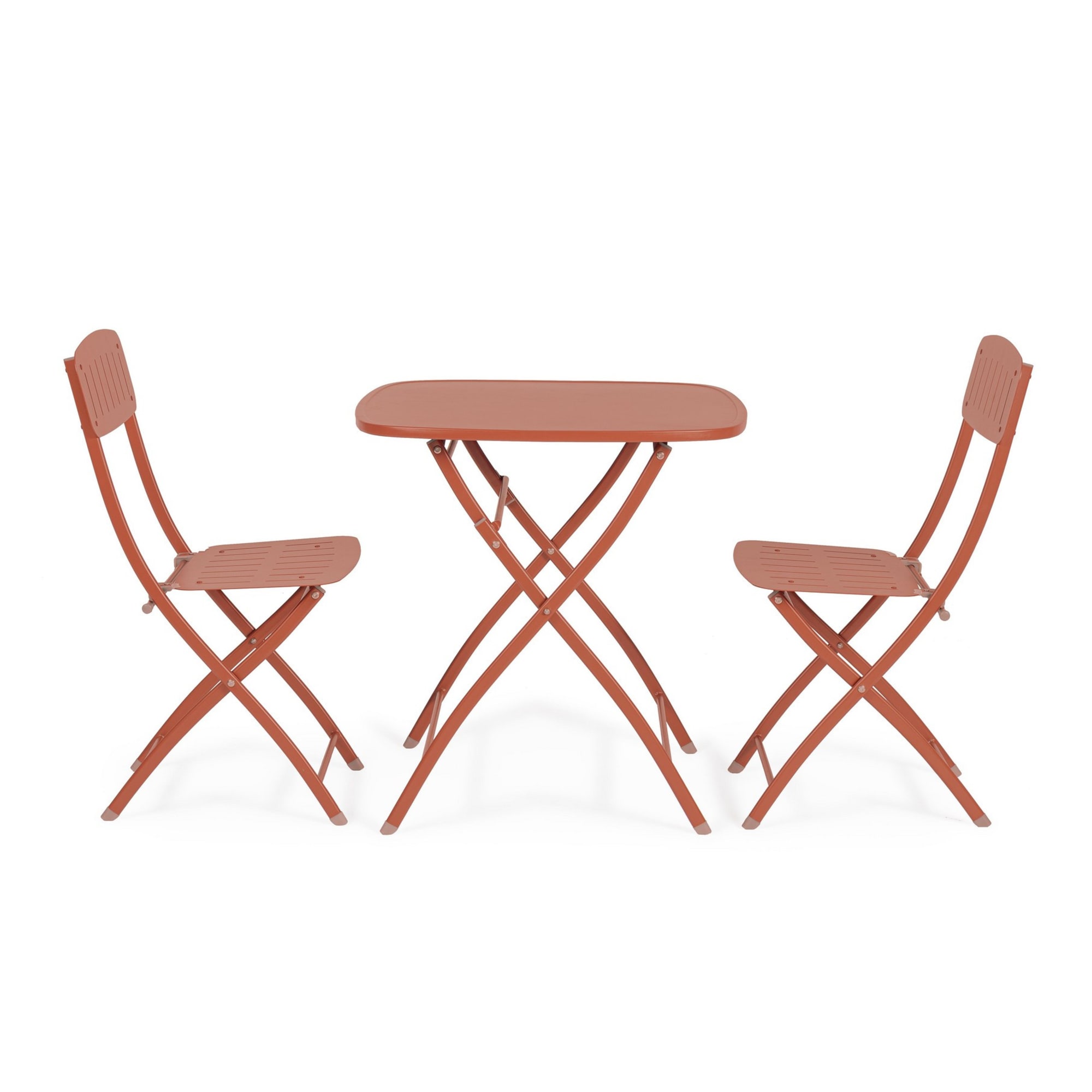 Set bistrot YVONNE in acciaio terracotta, pieghevole
