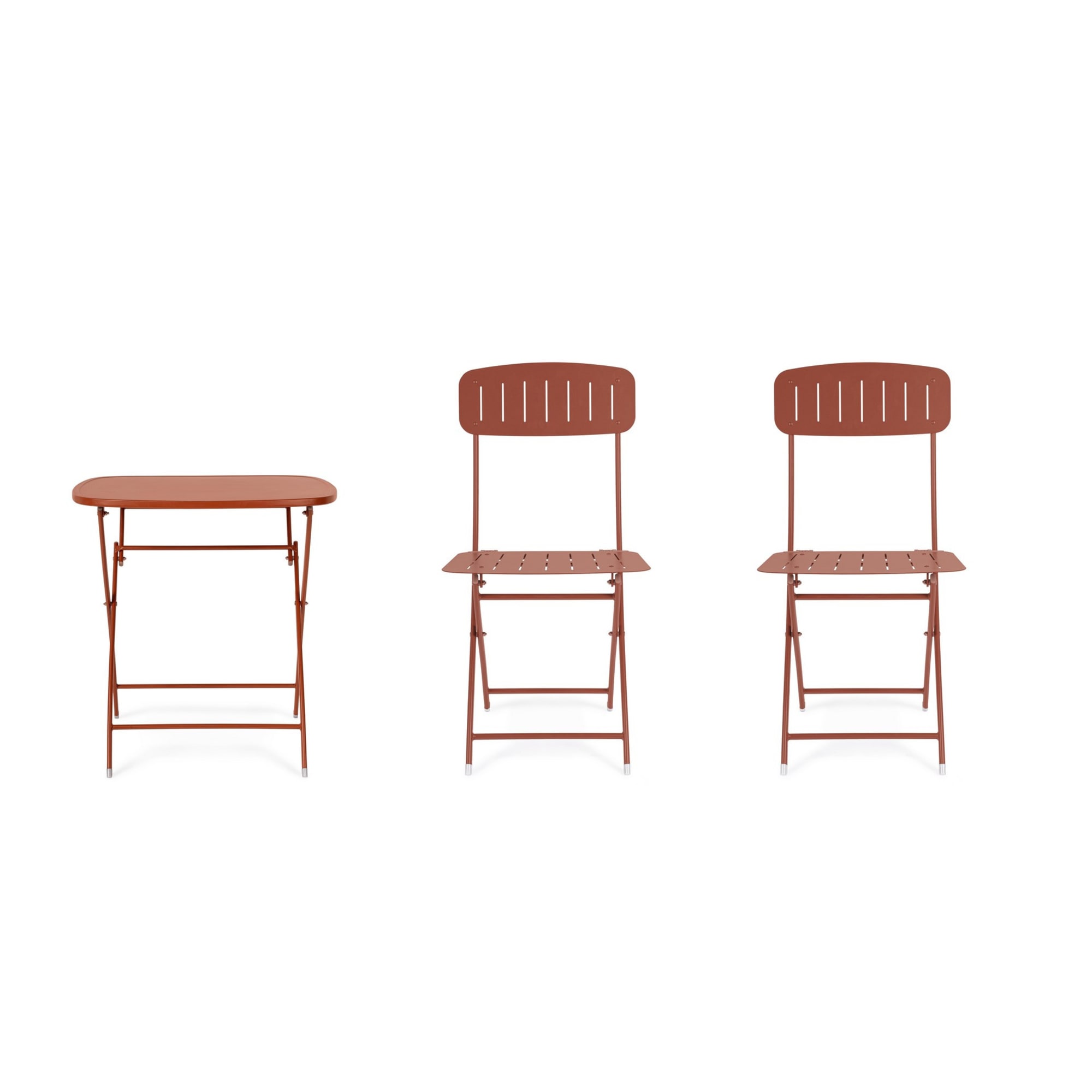 Set bistrot YVONNE in acciaio terracotta, pieghevole