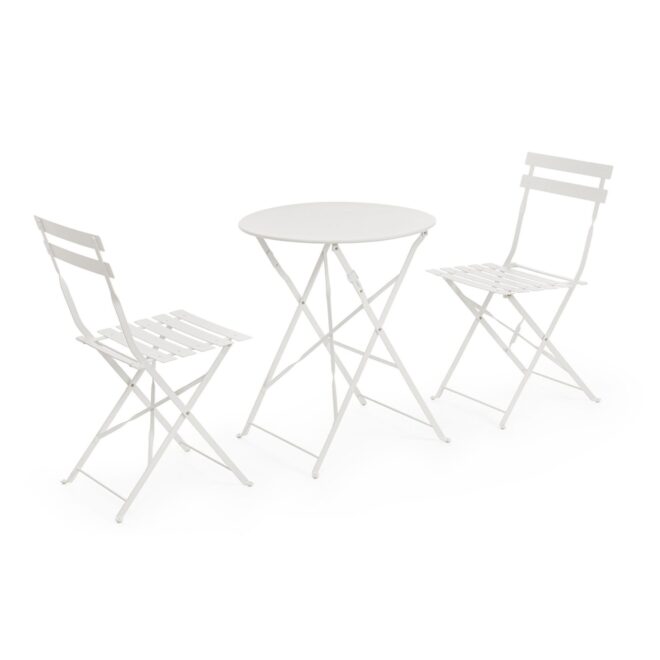 Set bistrot AUSTIN in acciaio bianco, pieghevole
